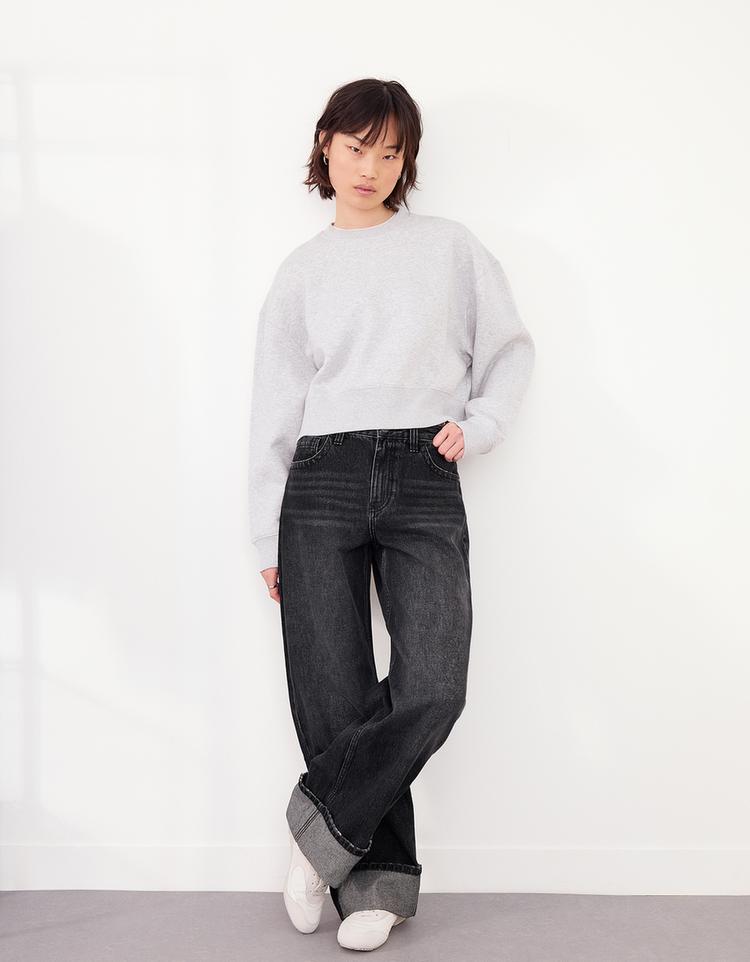 90’s kıvrık paça wide leg jean