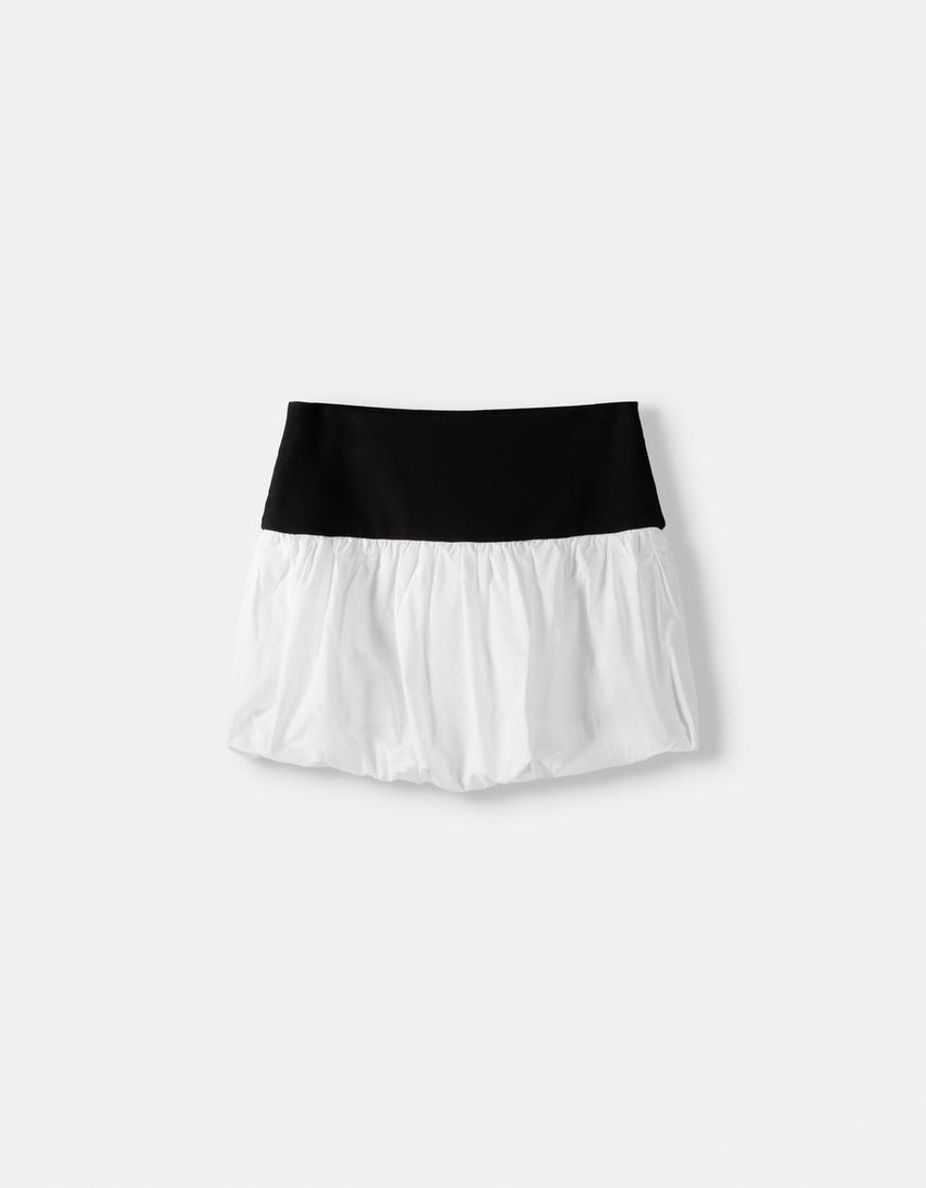 Balloon mini skirt-White-5