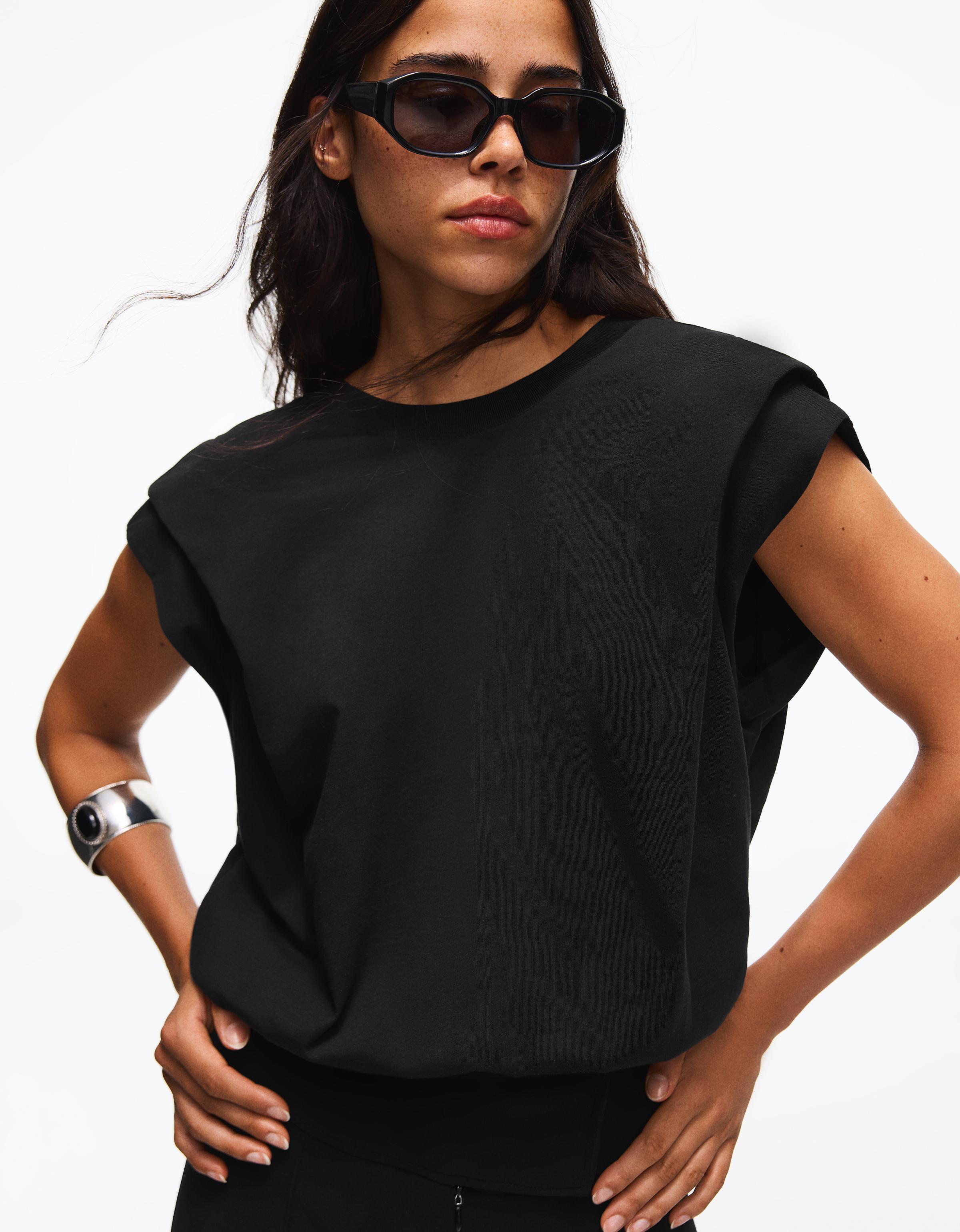 Bershka Body Pliegles Espalda Descubierta Mujer Negro