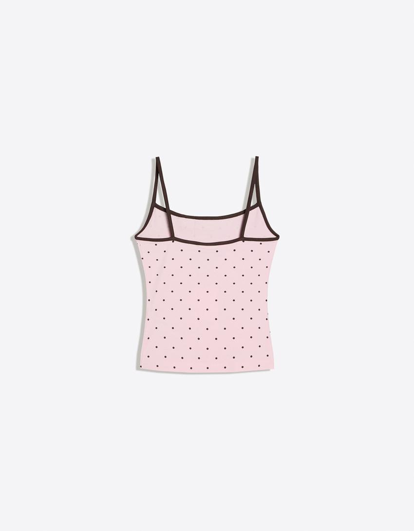 Contrast strappy top-Pink