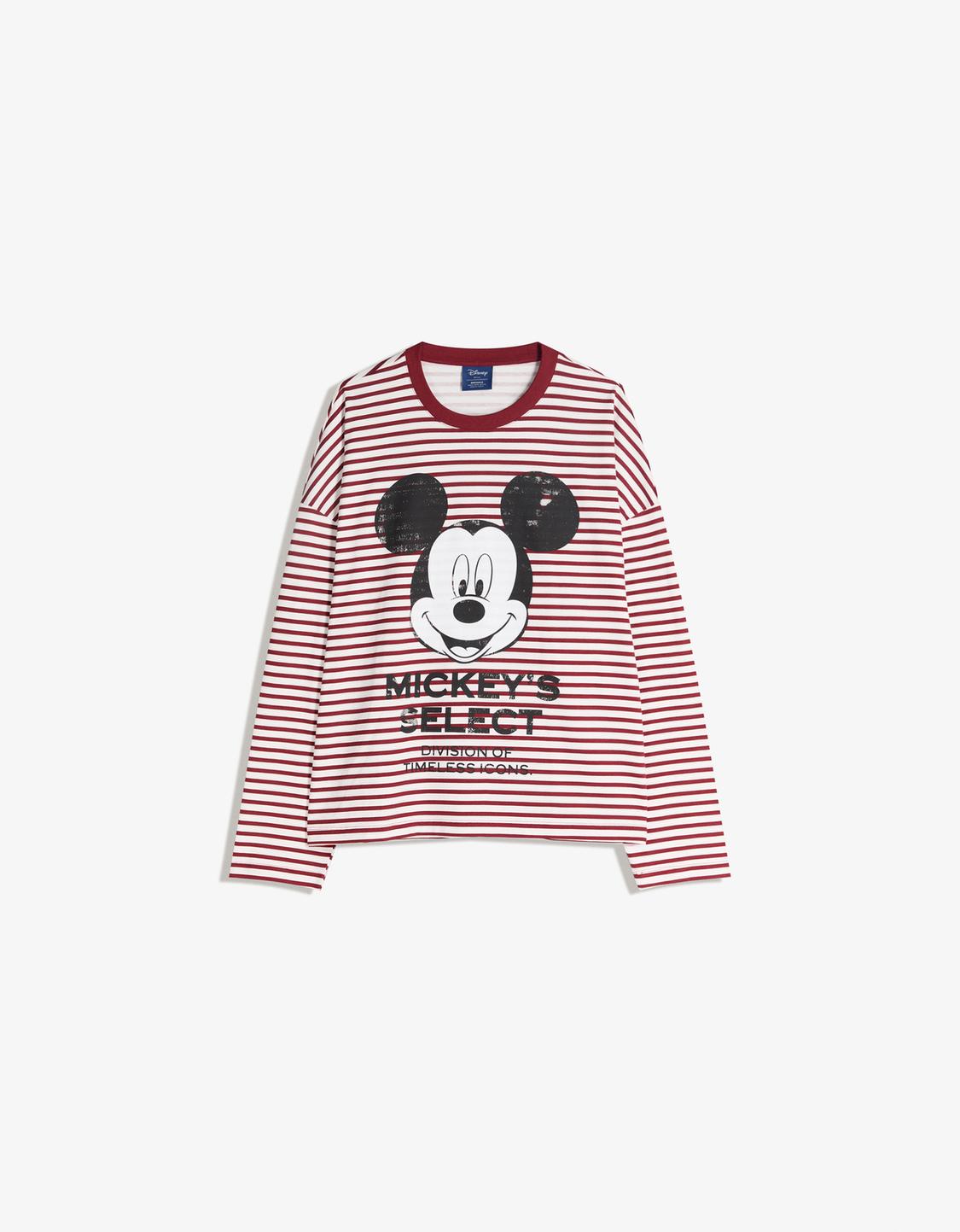 Mickey Mouse baskılı uzun kollu t-shirt
