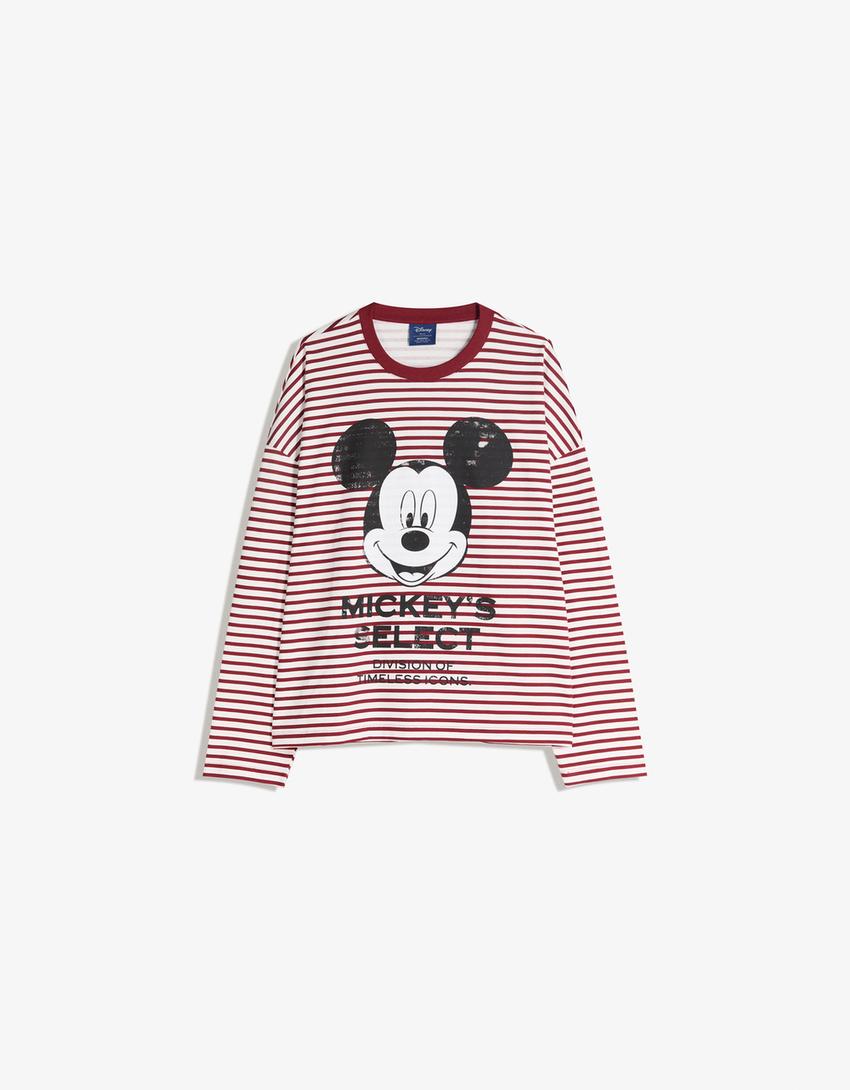 Langarmshirt mit Mickey Mouse Print-Bordeaux
