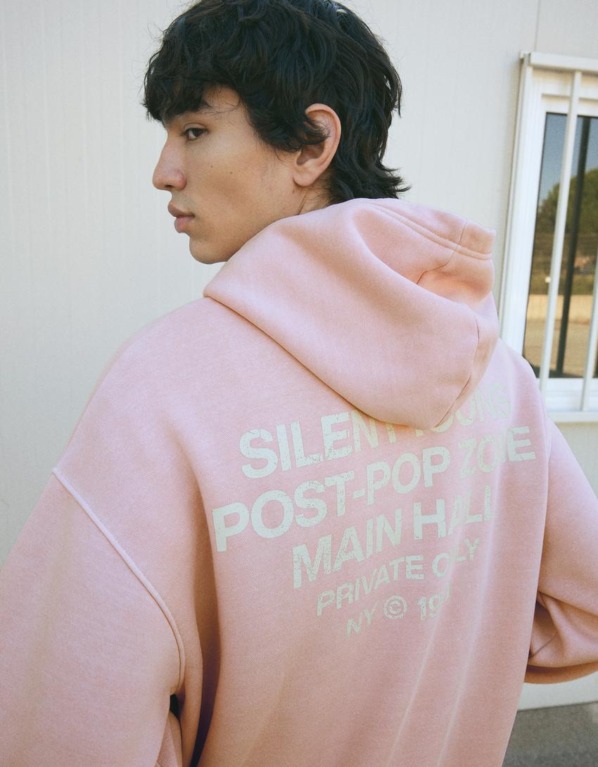 Sweat à capuche imprimé-Rose