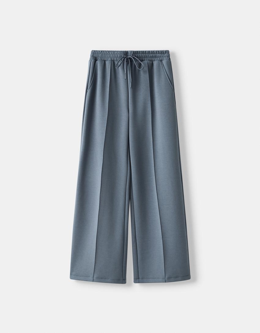 Pantalon wide leg soft-Gris foncé-0