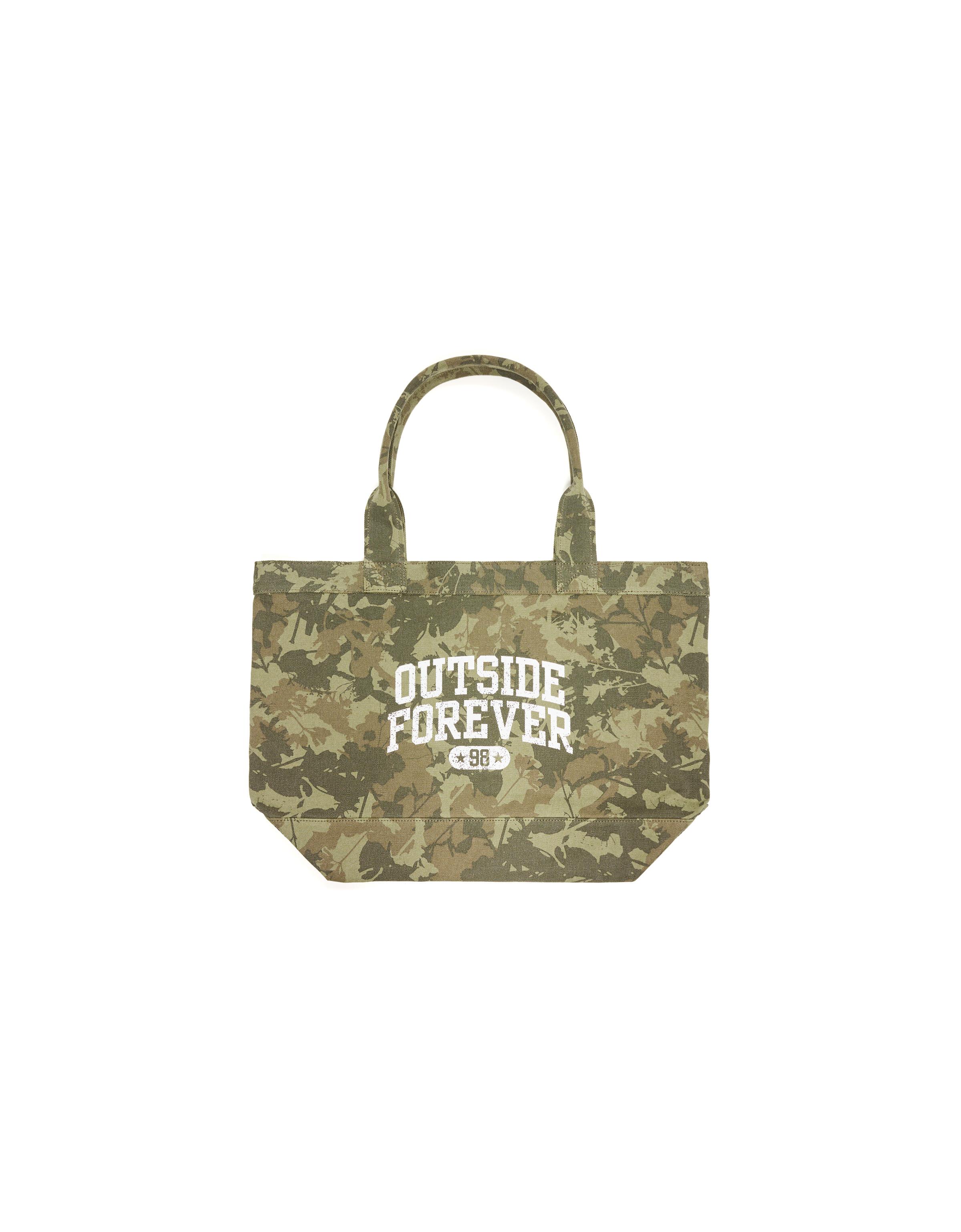 Printed twill tote bag — Khaki