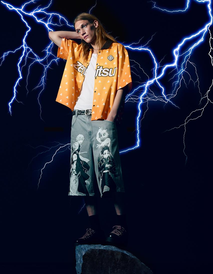 Short sleeve Demon Slayer shirt-Orange