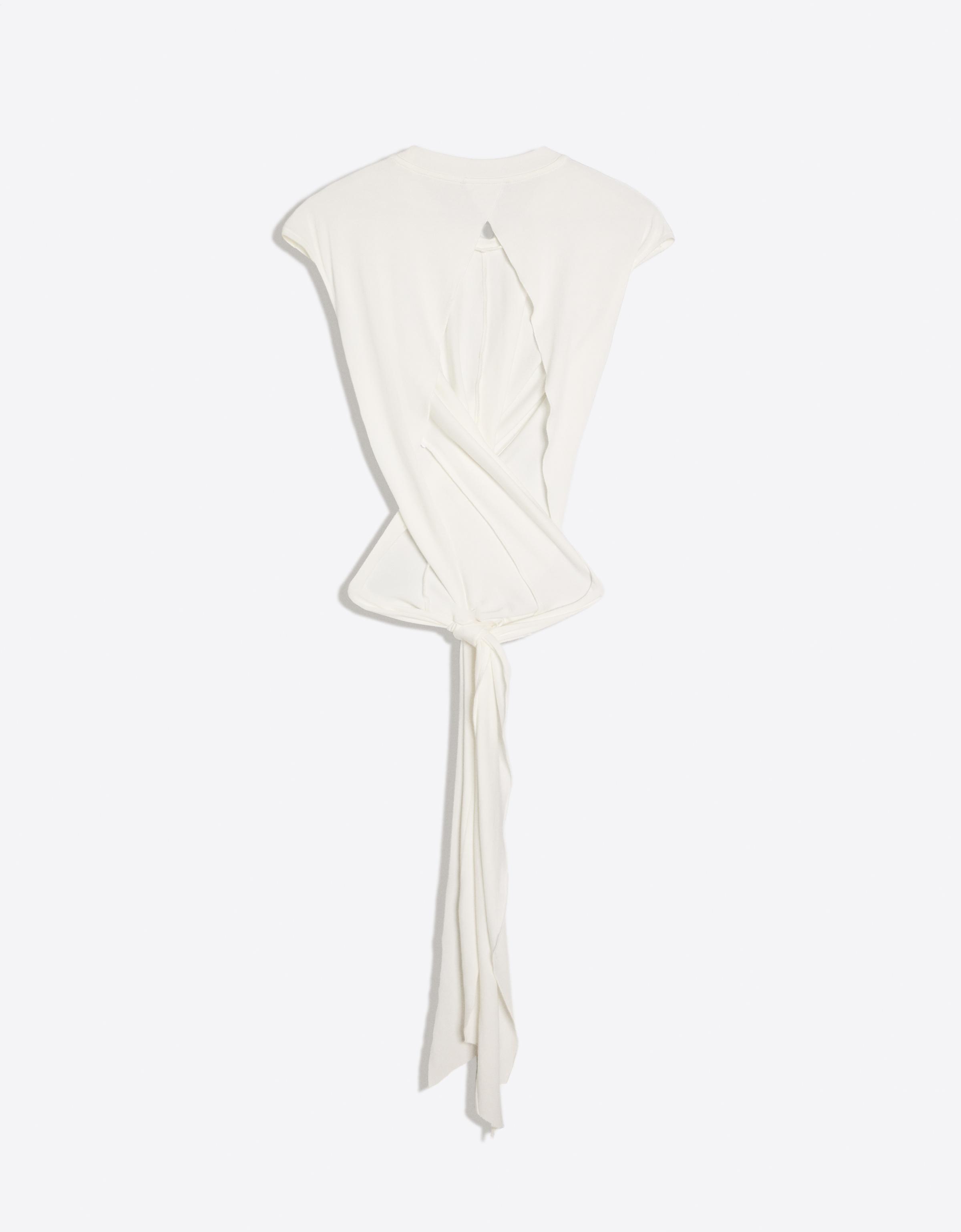 Round neck top with back knot — Off white