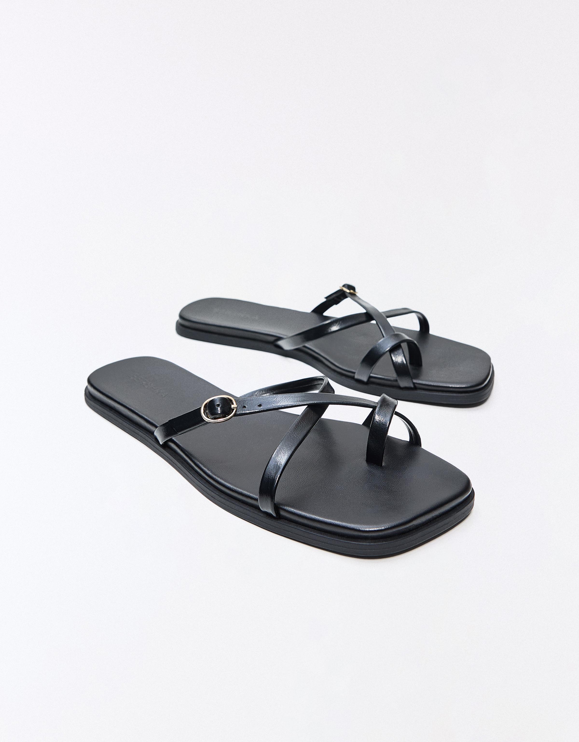 Multi-strap flat slider sandals