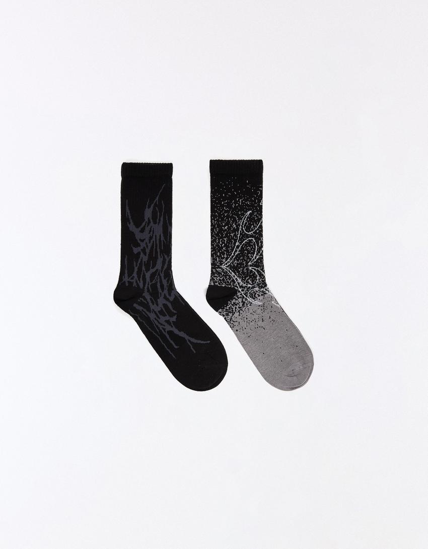 2-pack of printed socks-Black