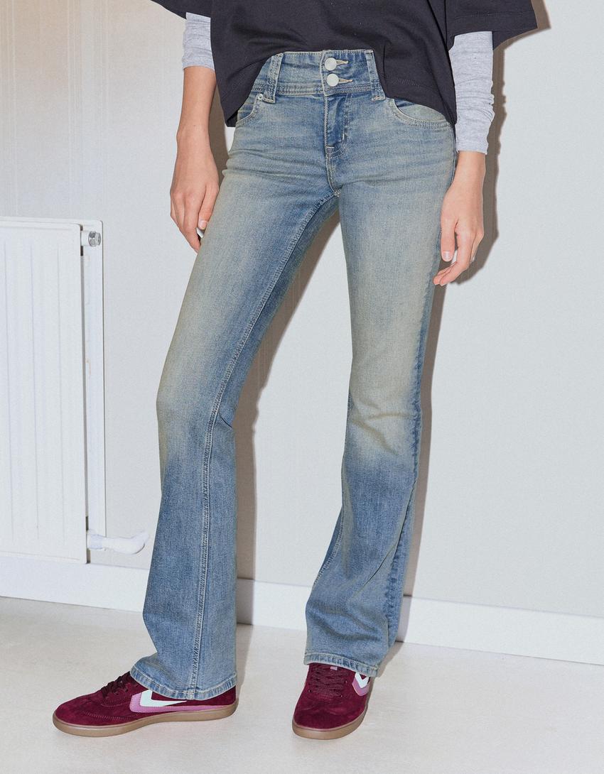 Jean bootcut kapaklı-Açık mavi
