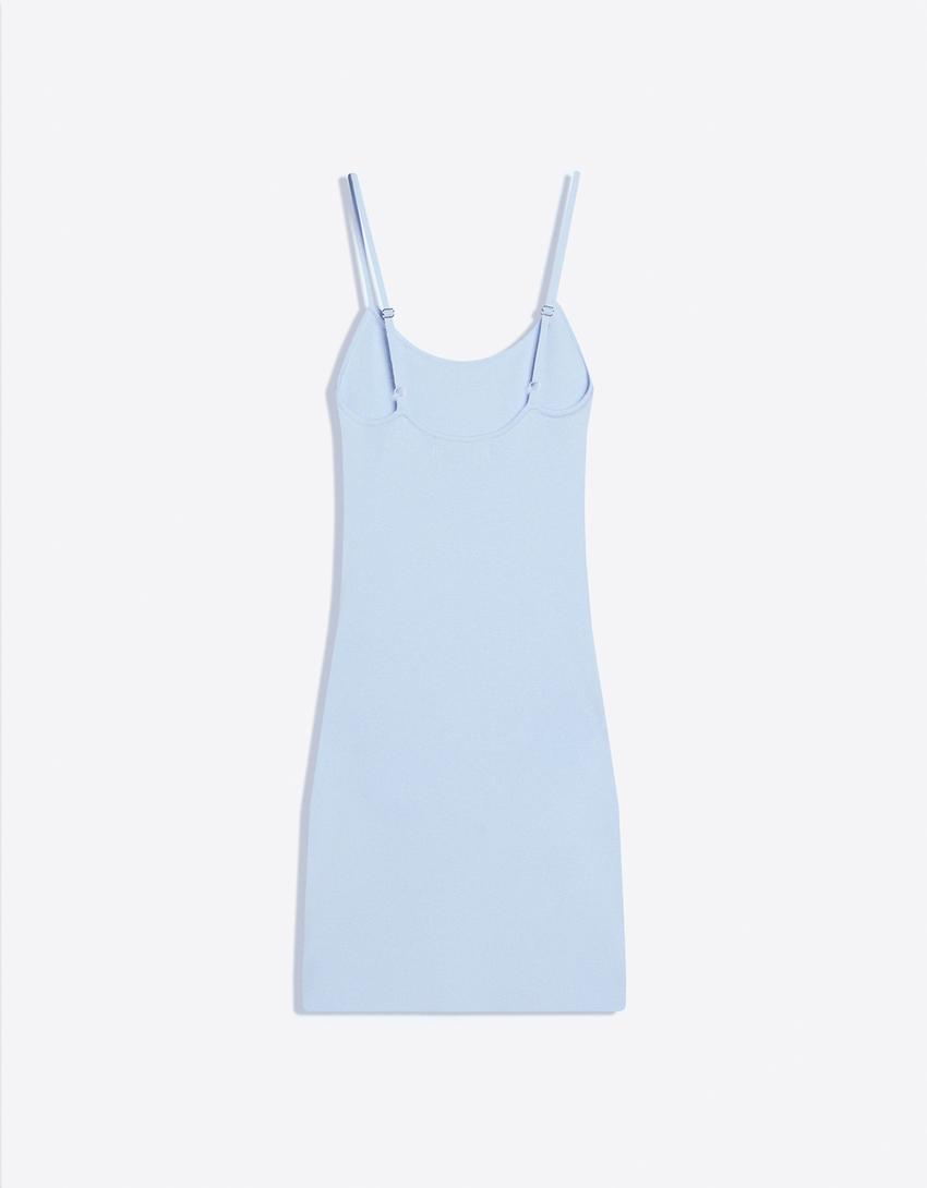 Mini dress with tie detail-Light blue