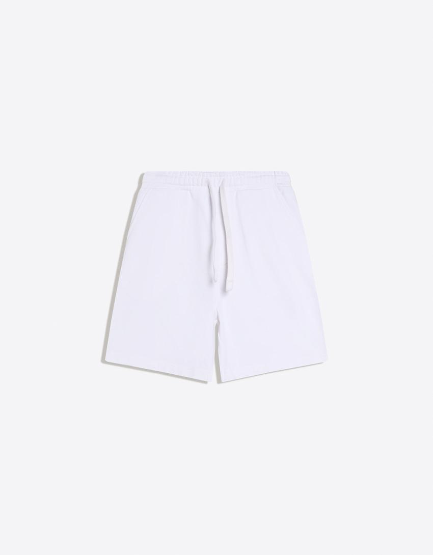 Basic plišane bermude-Bela