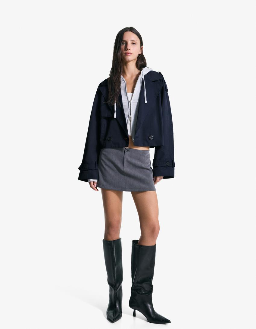 Kurze Trenchcoat-Jacke-Marinenblau