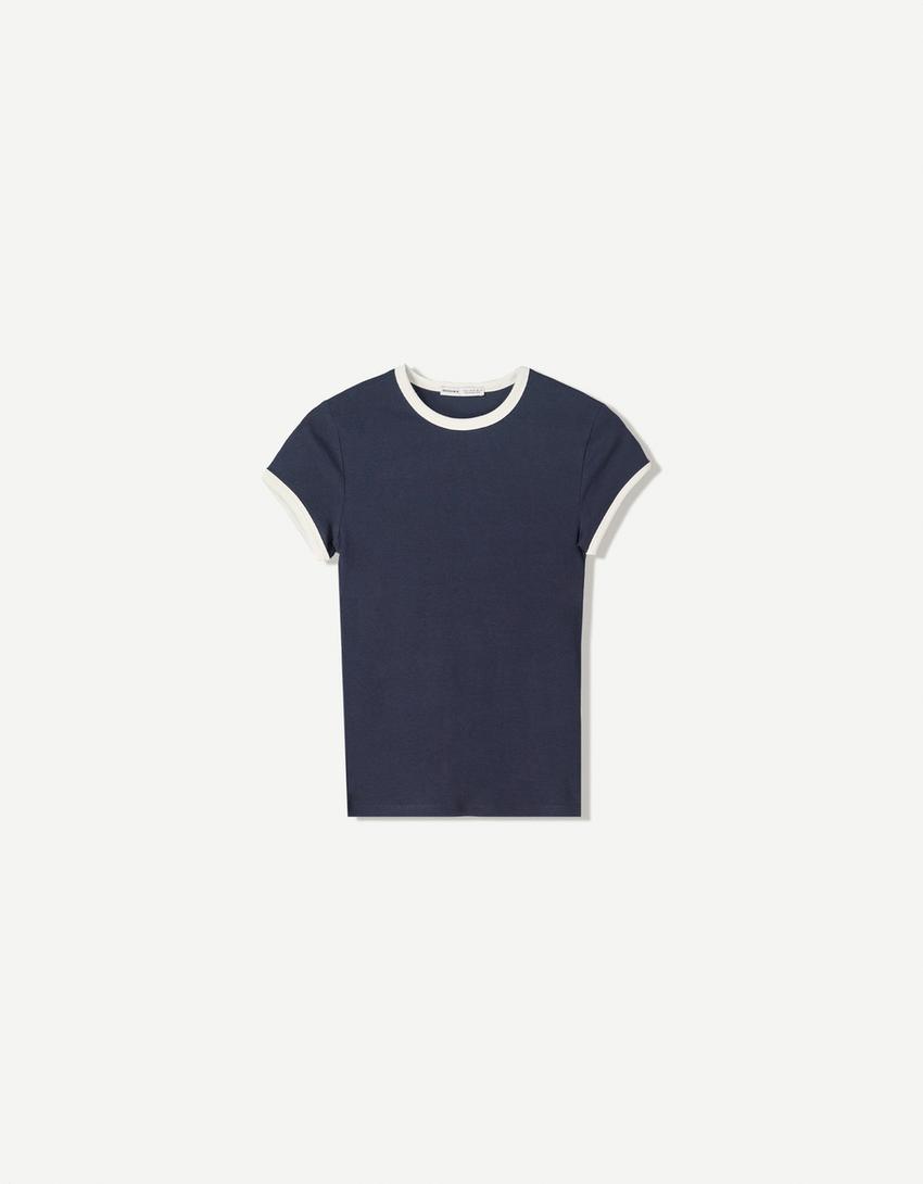 Camiseta manga corta contraste-Marino