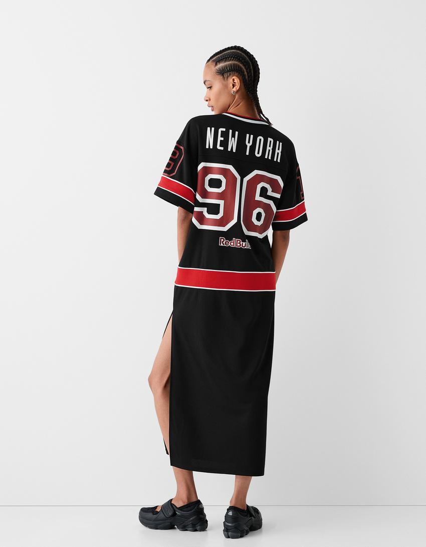 New York Red Bulls midi dress with slit-Black