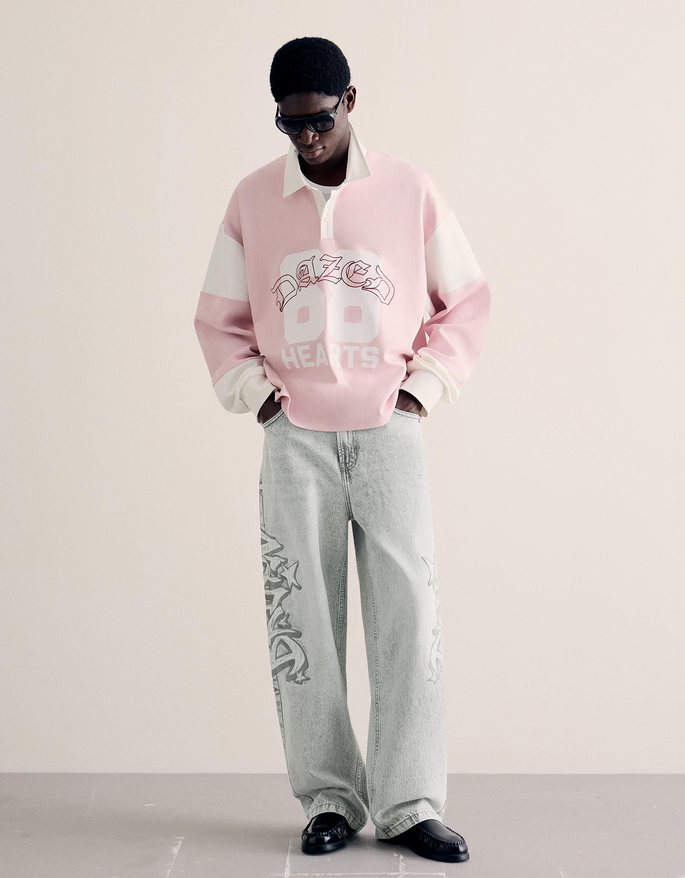 Jeans Super Baggy Parche Hombre 38 Gris