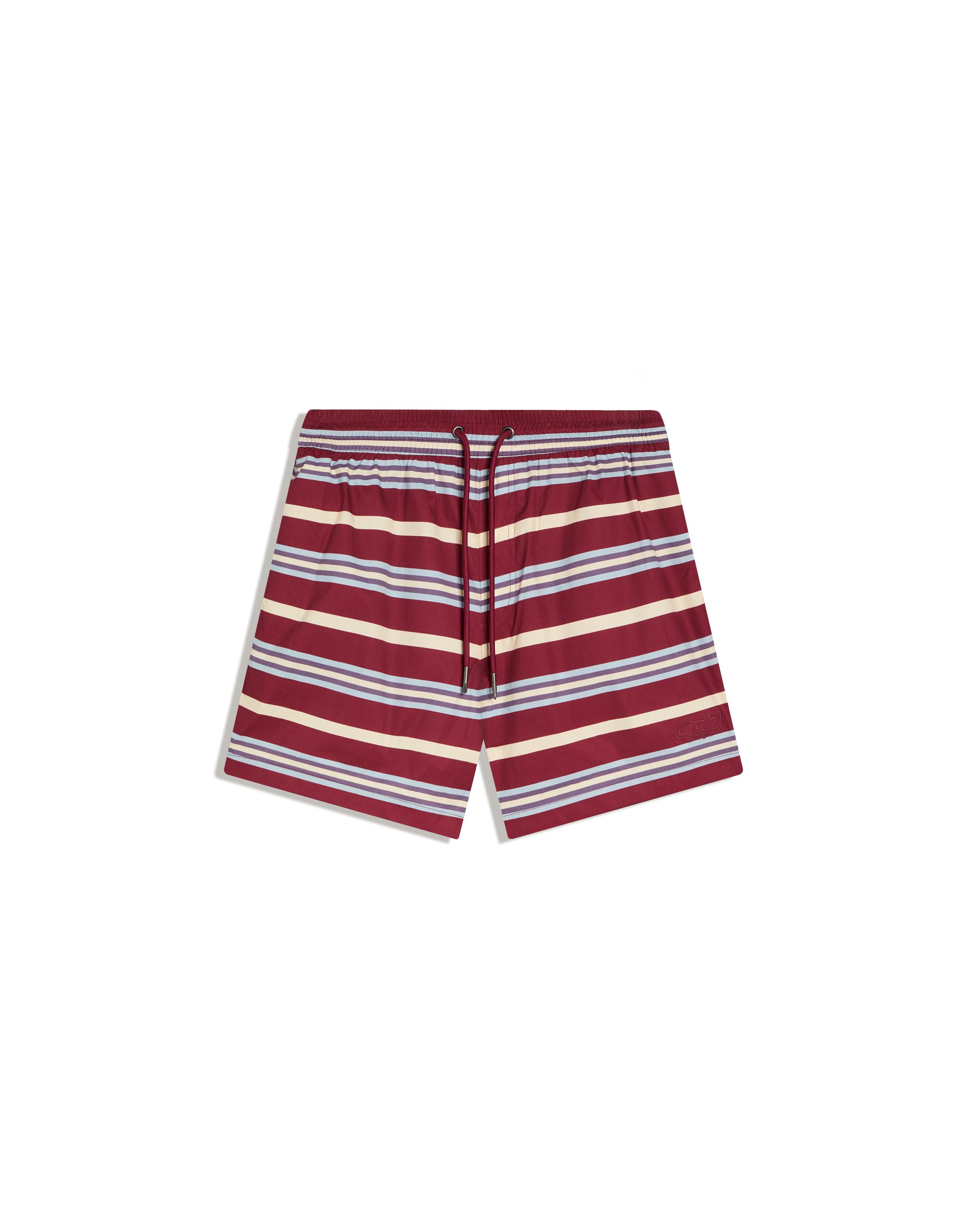 Boxy striped swim shorts — Burgundy