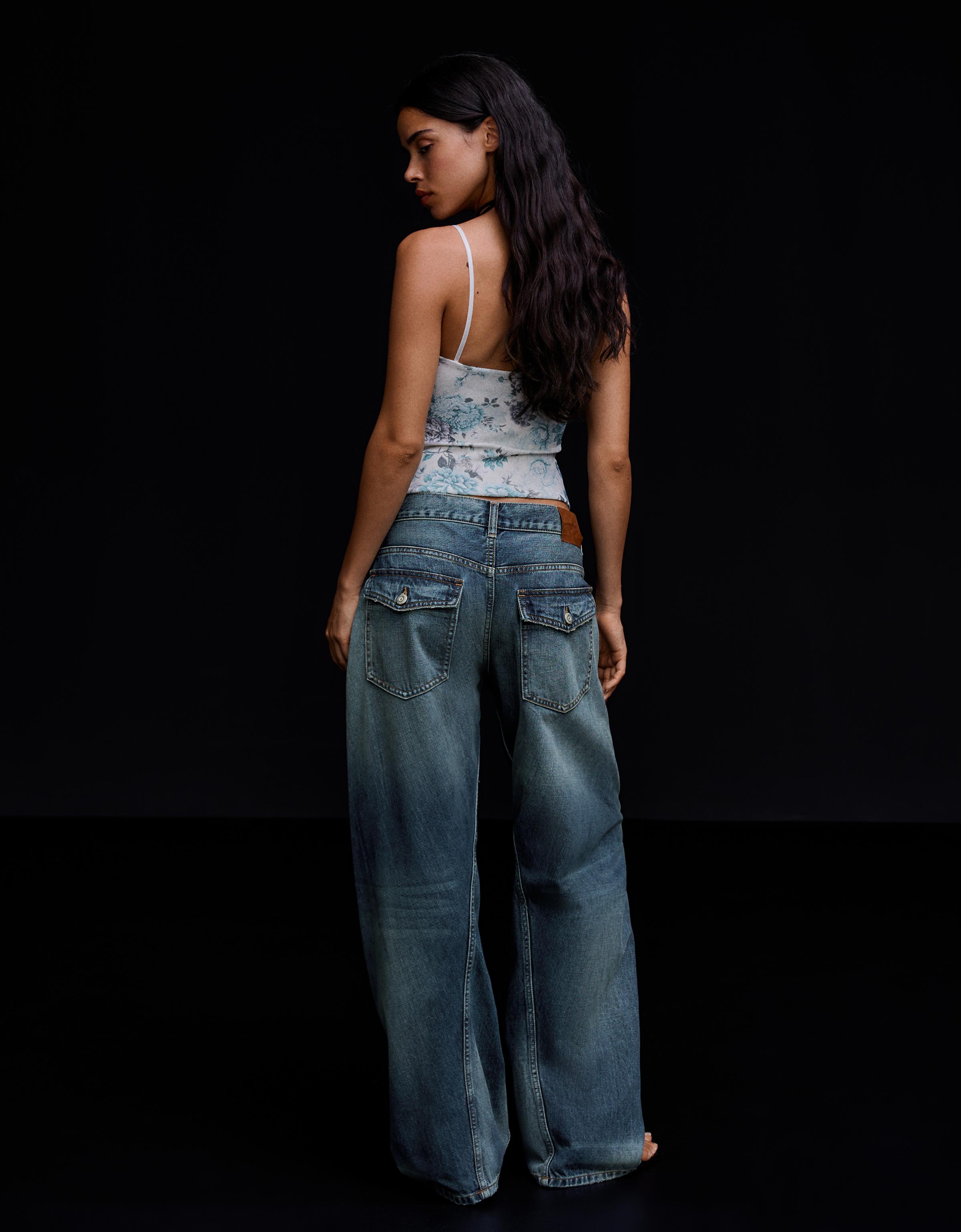 Low-rise barrel jeans — Blue
