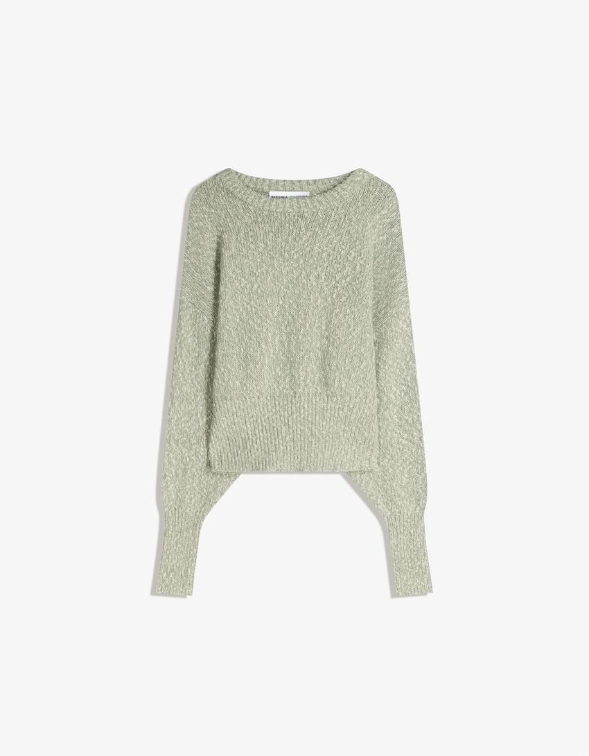 Sweater with full-bodied sleeves-Green