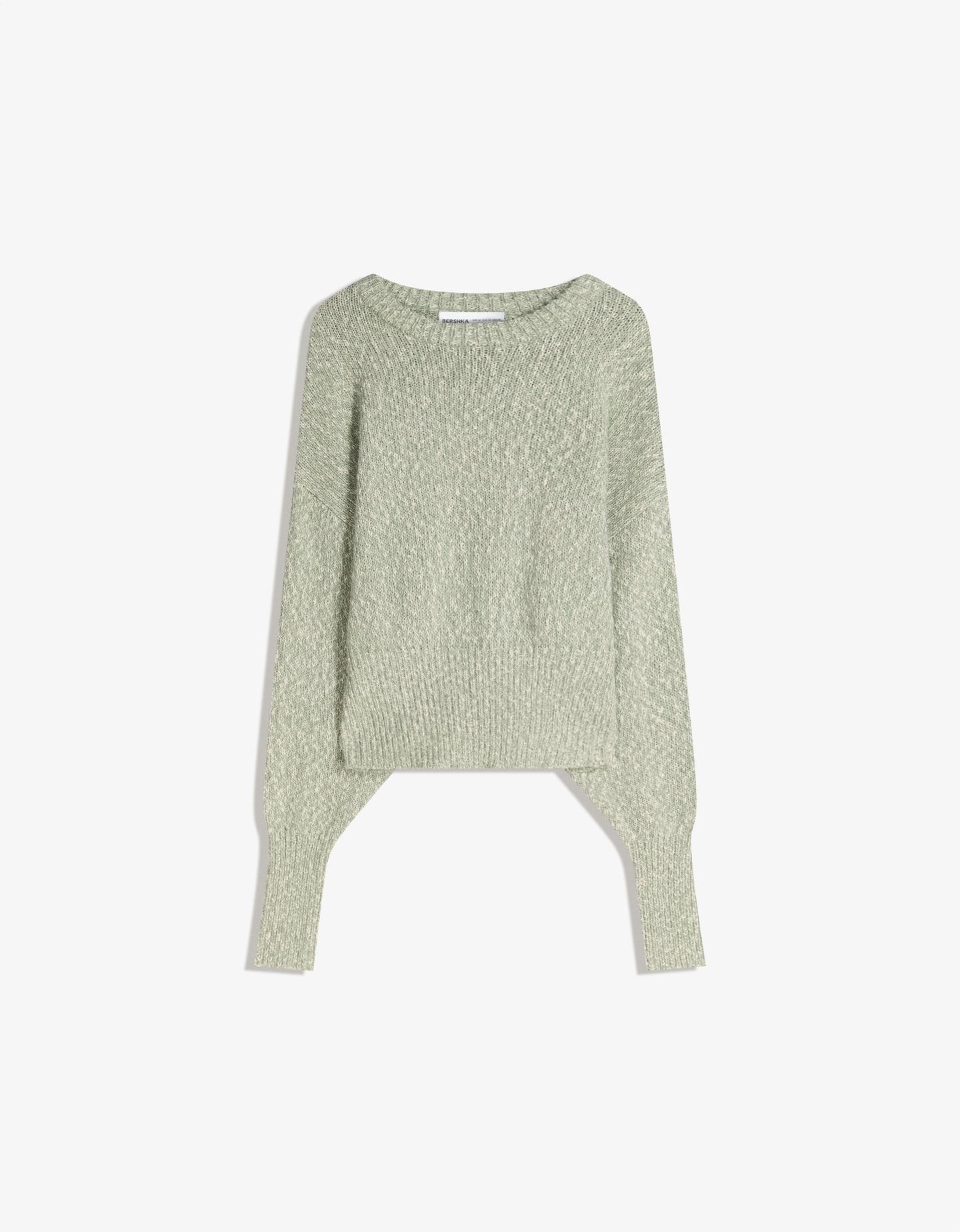 Bershka sweter z szerokimi rękawami zielony