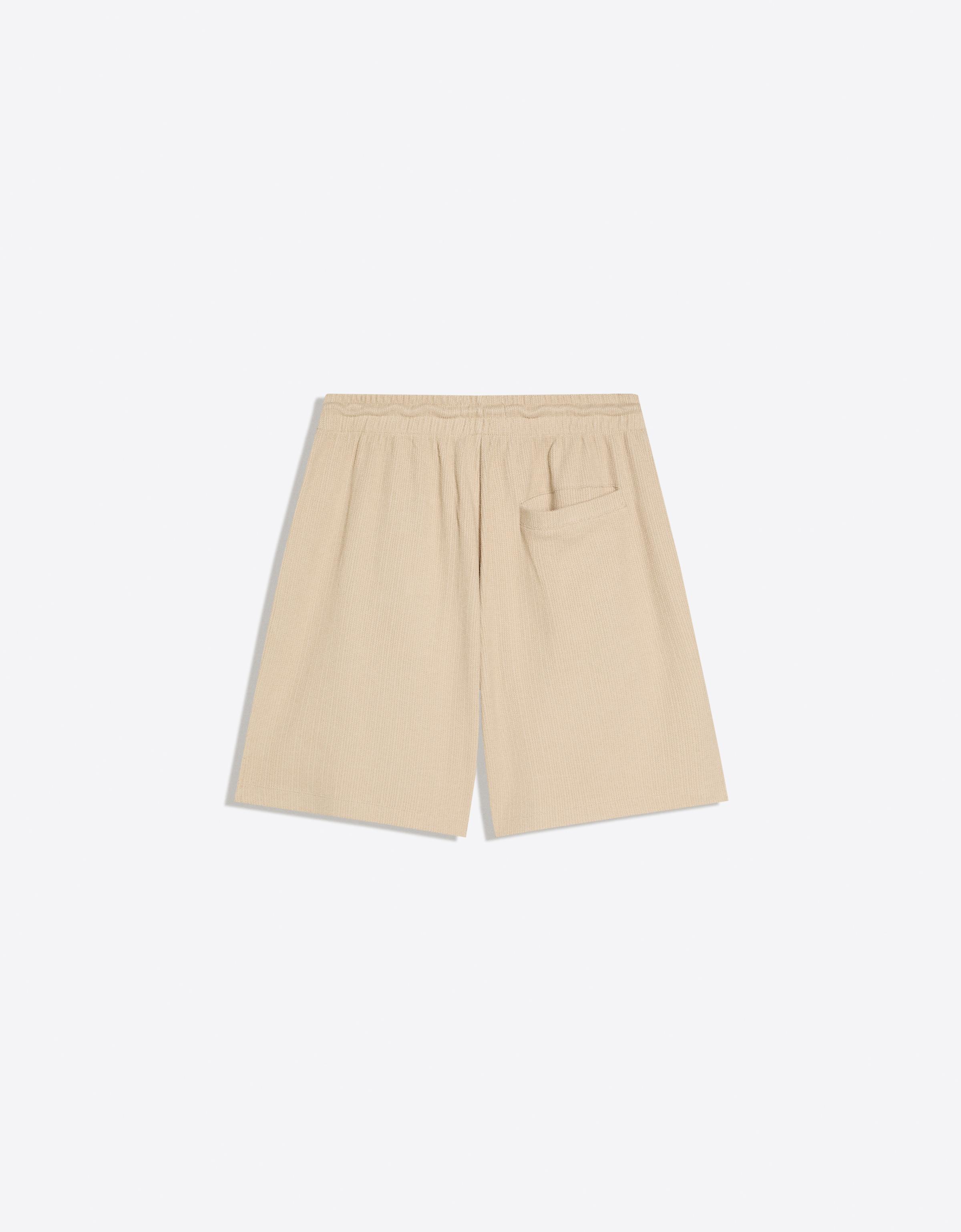 Textured plush Bermuda shorts — Camel