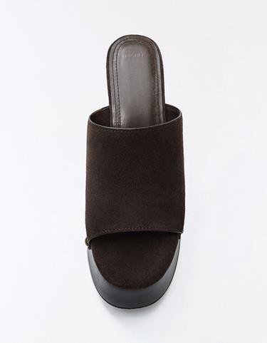 Leather wedge with stud detail — Brown 3
