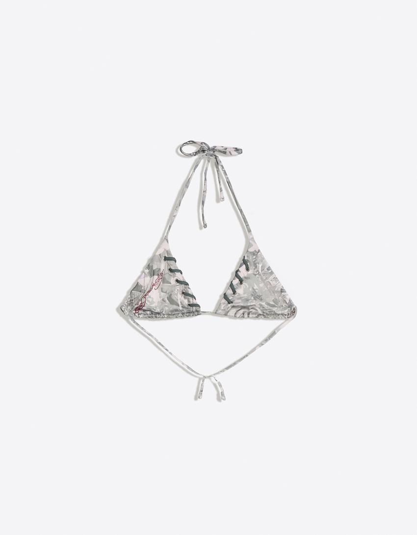 Haut de bikini triangle ED HARDY X BERSHKA-Kaki