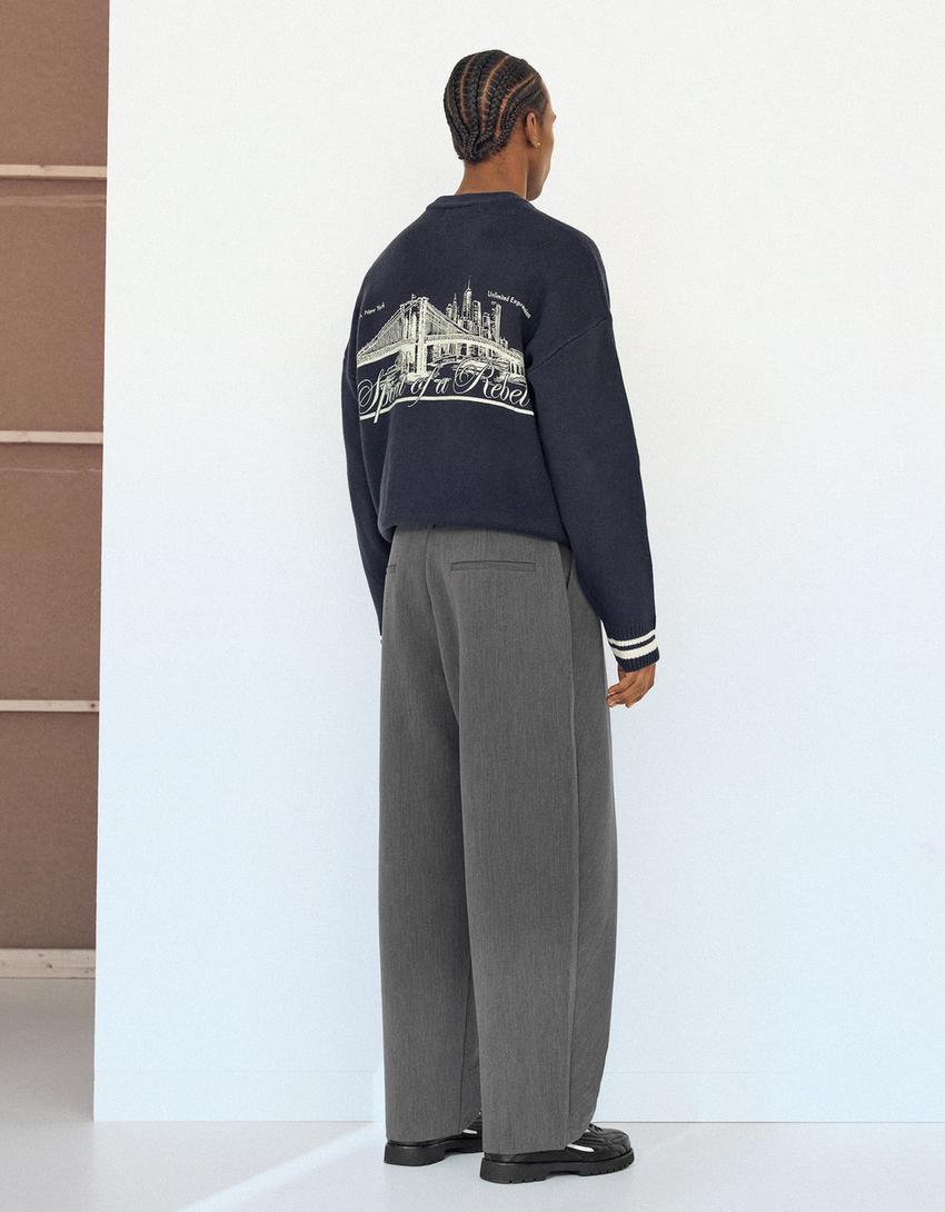 Tailored Hose mit überkreuzter Taille-Dunkelgrau