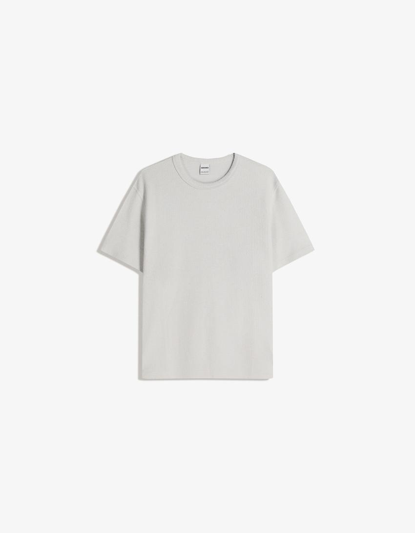 Textured short sleeve T-shirt-Stone