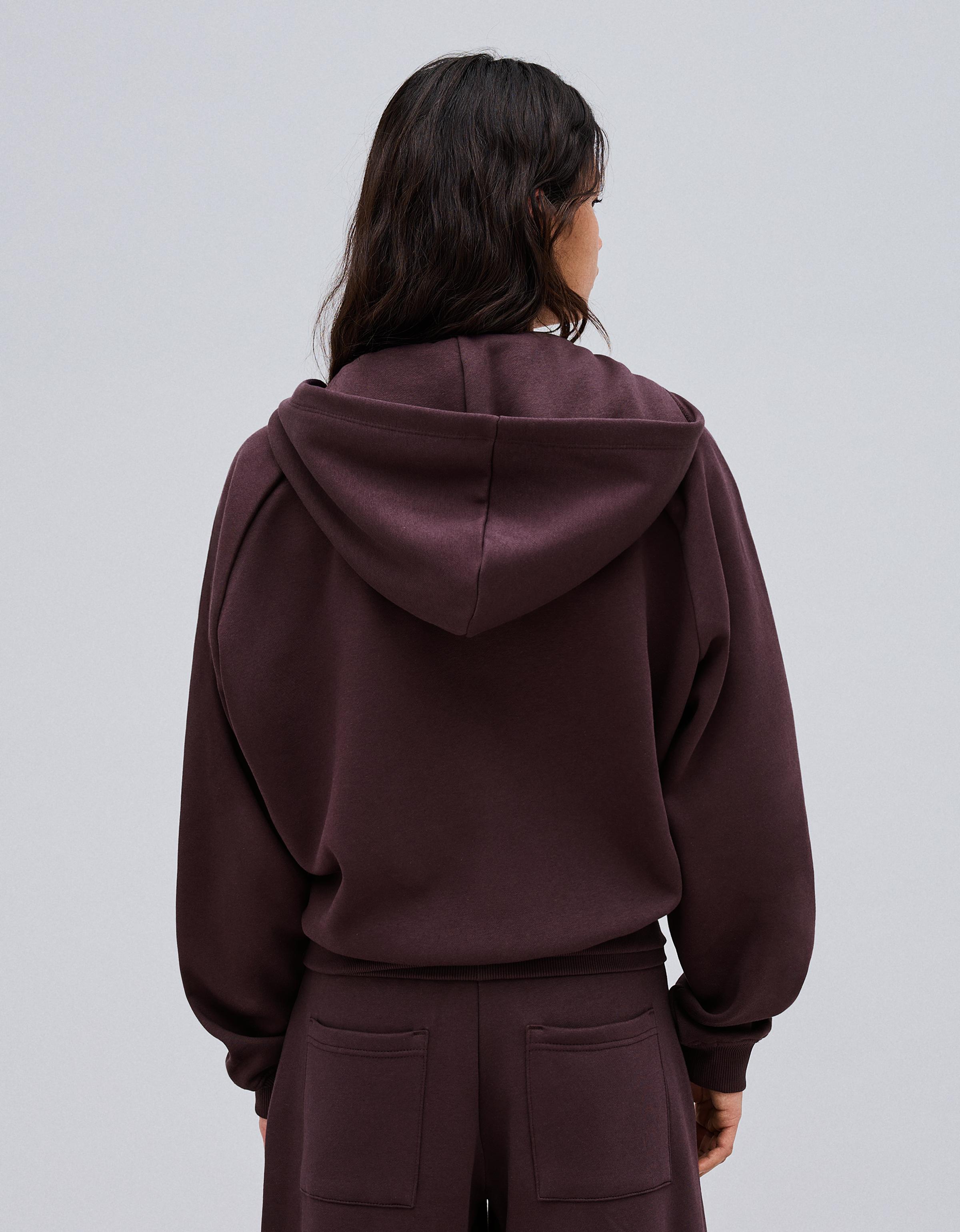 Zip-up plush hooded jacket — Violet