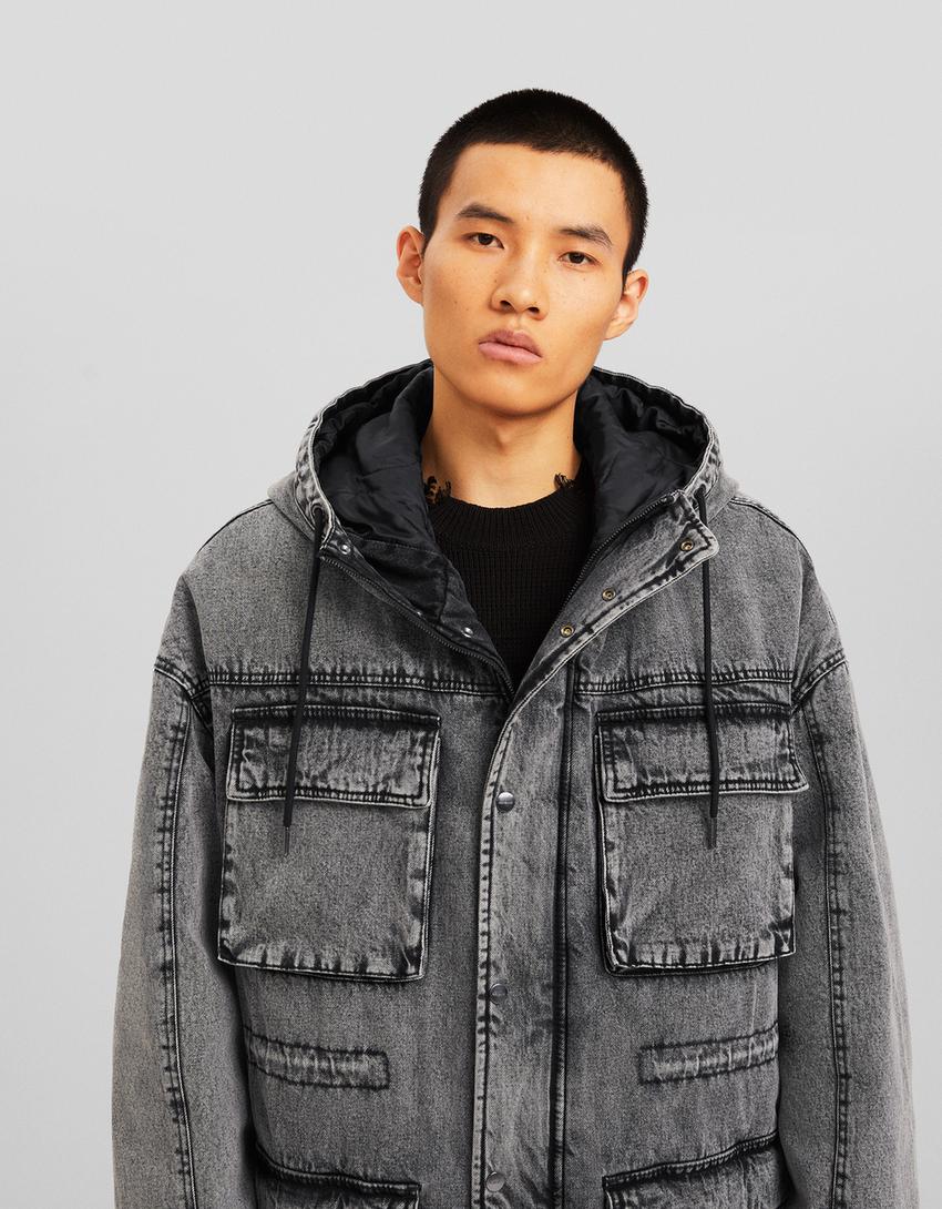 Parka matelassée effet délavé-Noir-2