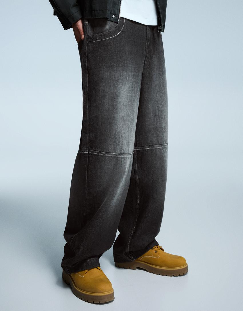 Jeans super baggy fit-Preto