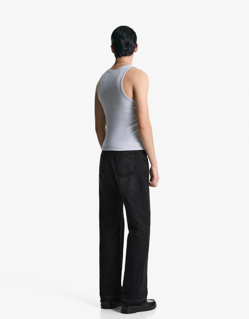 Jeans flare straight-Negro-1