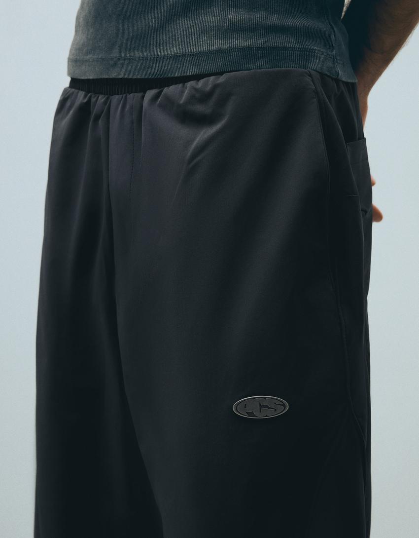 Technical barrel trousers-Dark blue