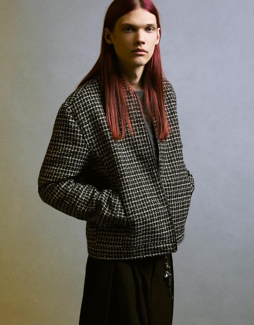 Blouson cropped chenille-Noir