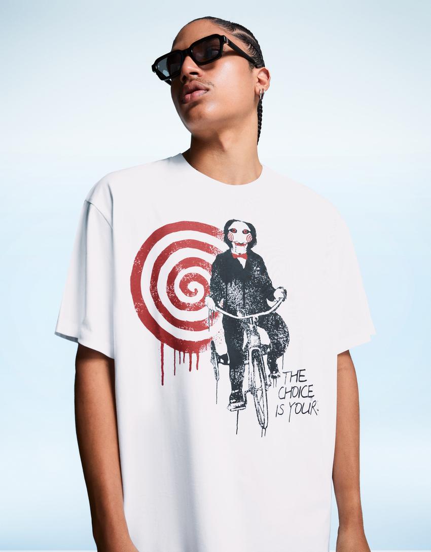 Kortärmad t-shirt med Saw-tryck-Vit