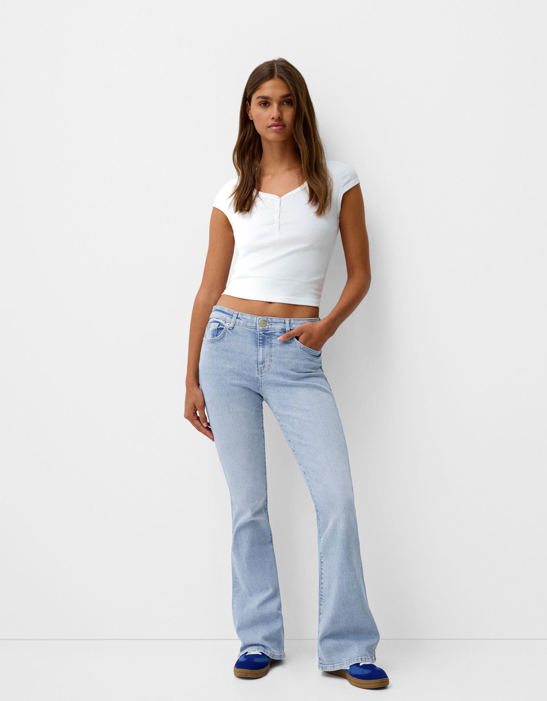 Pantalon Flare Pantalon Rayas Mujer Bershka Flare Jeans Outfit