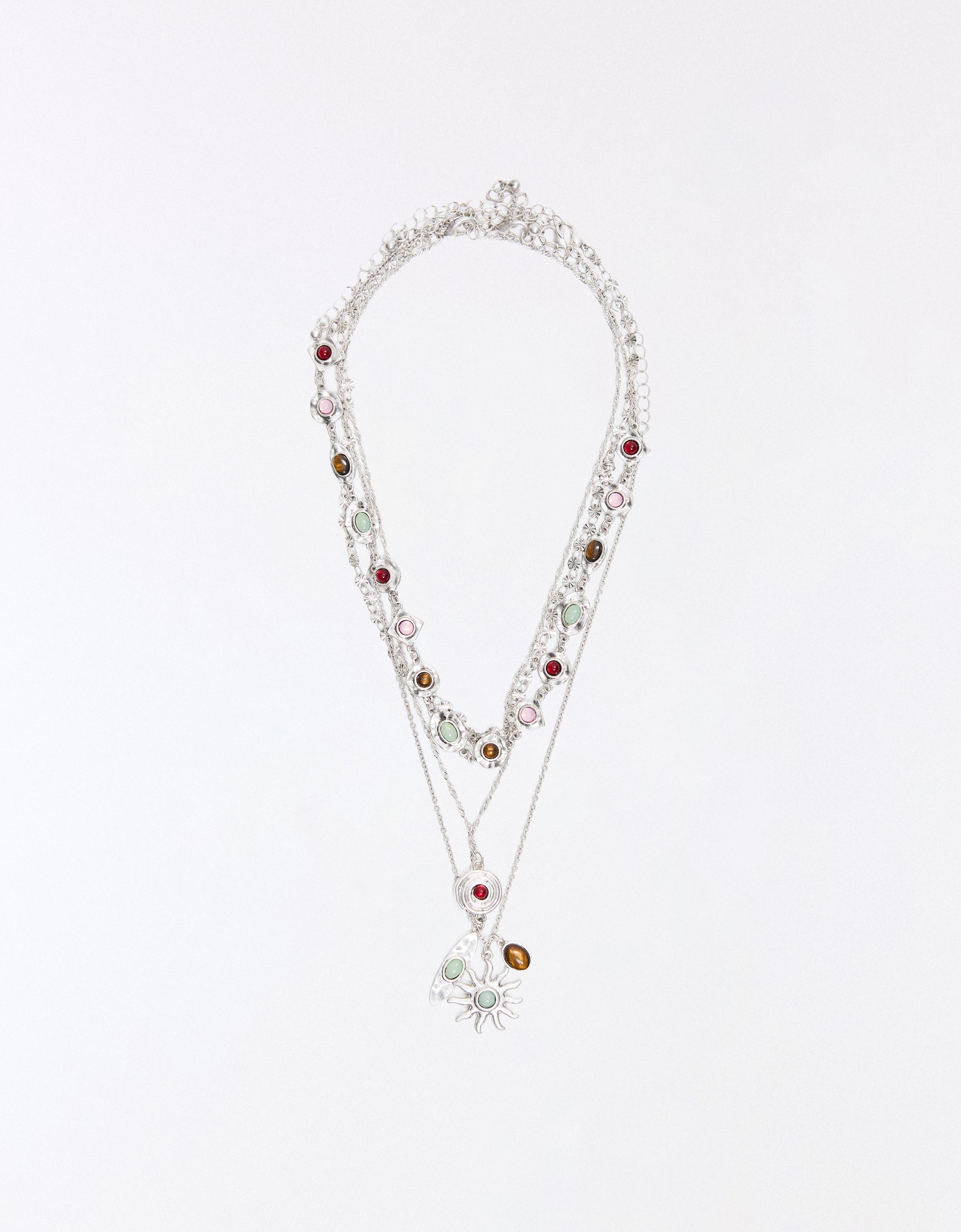 Pack of 4 stone necklaces — Silver
