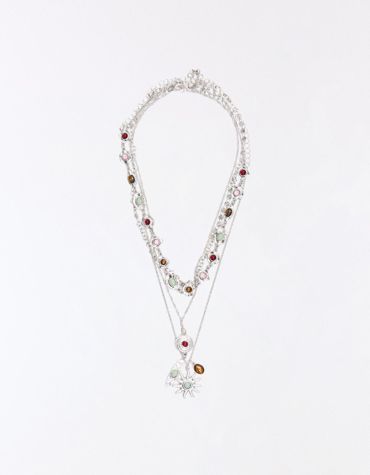 Pack of 4 stone necklaces — Silver