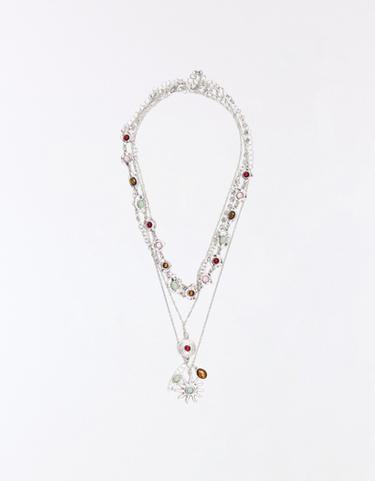 Pack of 4 stone necklaces — Silver 3