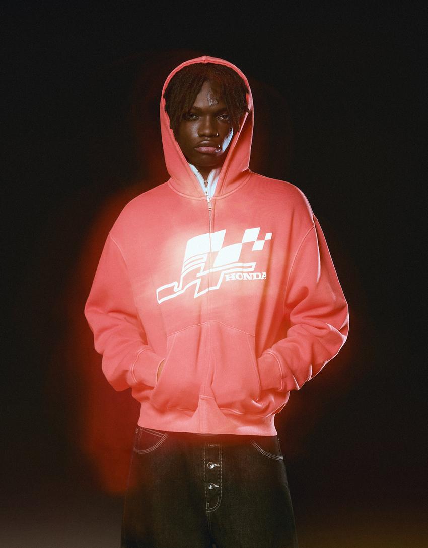 JT Racing Honda zipped hoodie with print-0-996