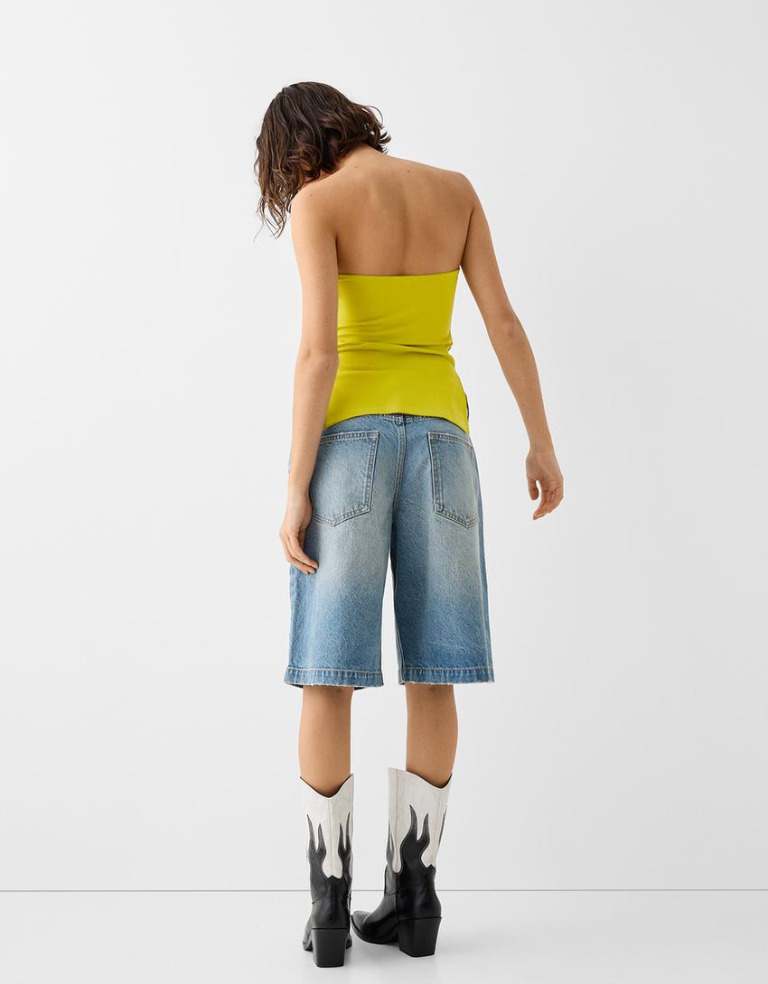 توب شريطي بغرزة روما وتفصيل زمة-أخضر-1