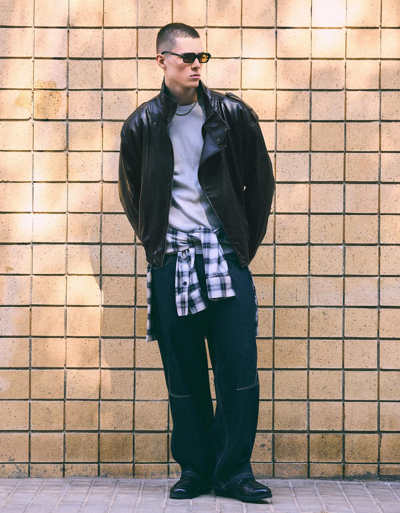 Leather effect jacket — Black