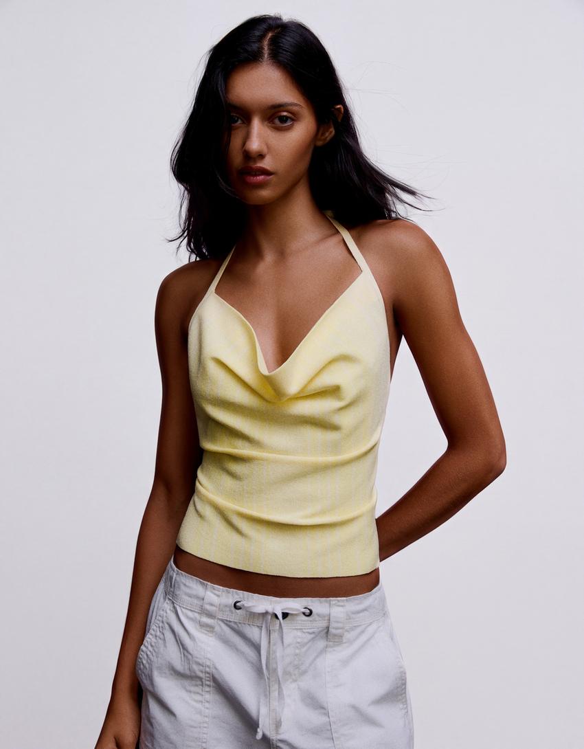 Top halter drapeado-Amarelo