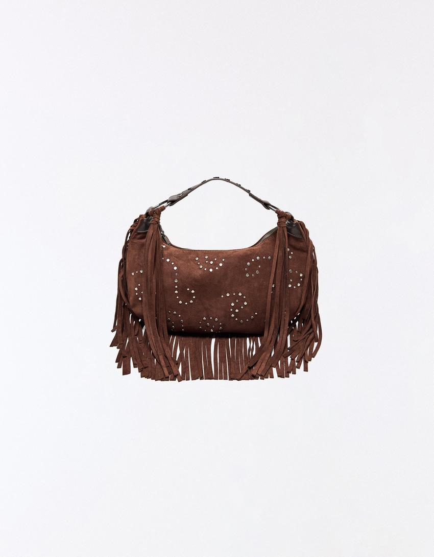 Rojtos és szegecses táska-Barna