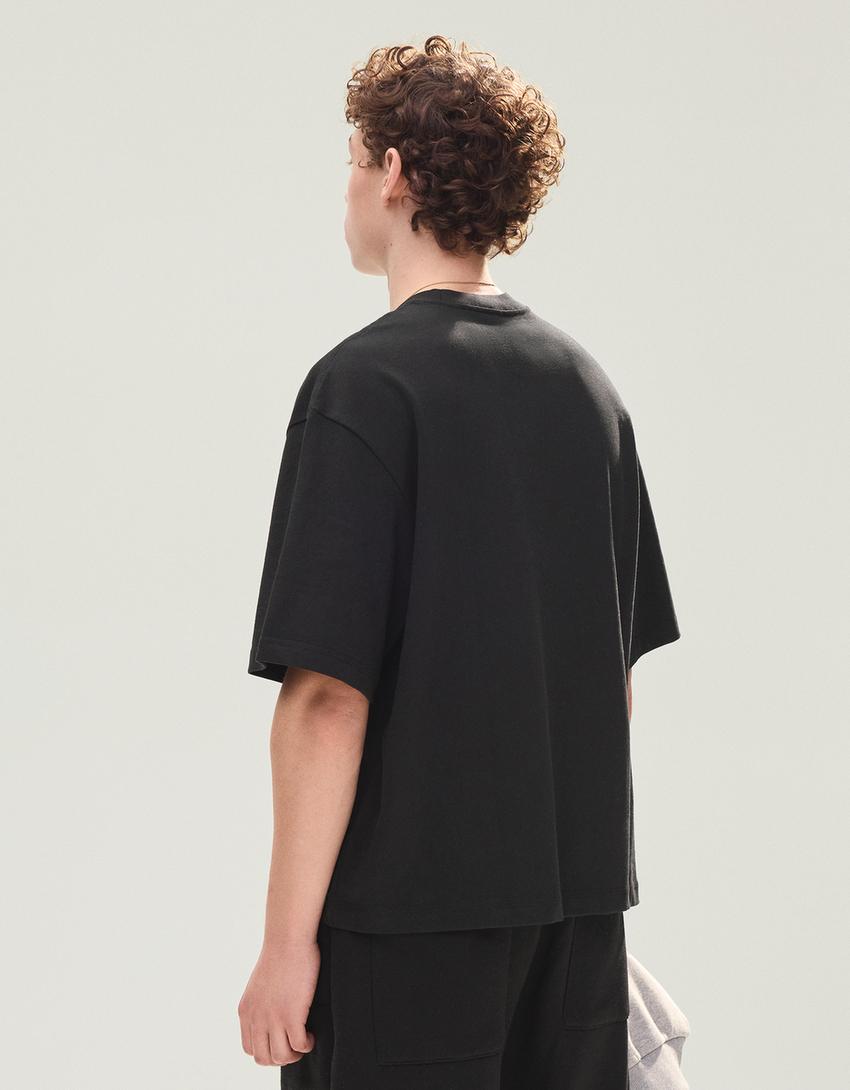 Boxy short sleeve T-shirt-Black