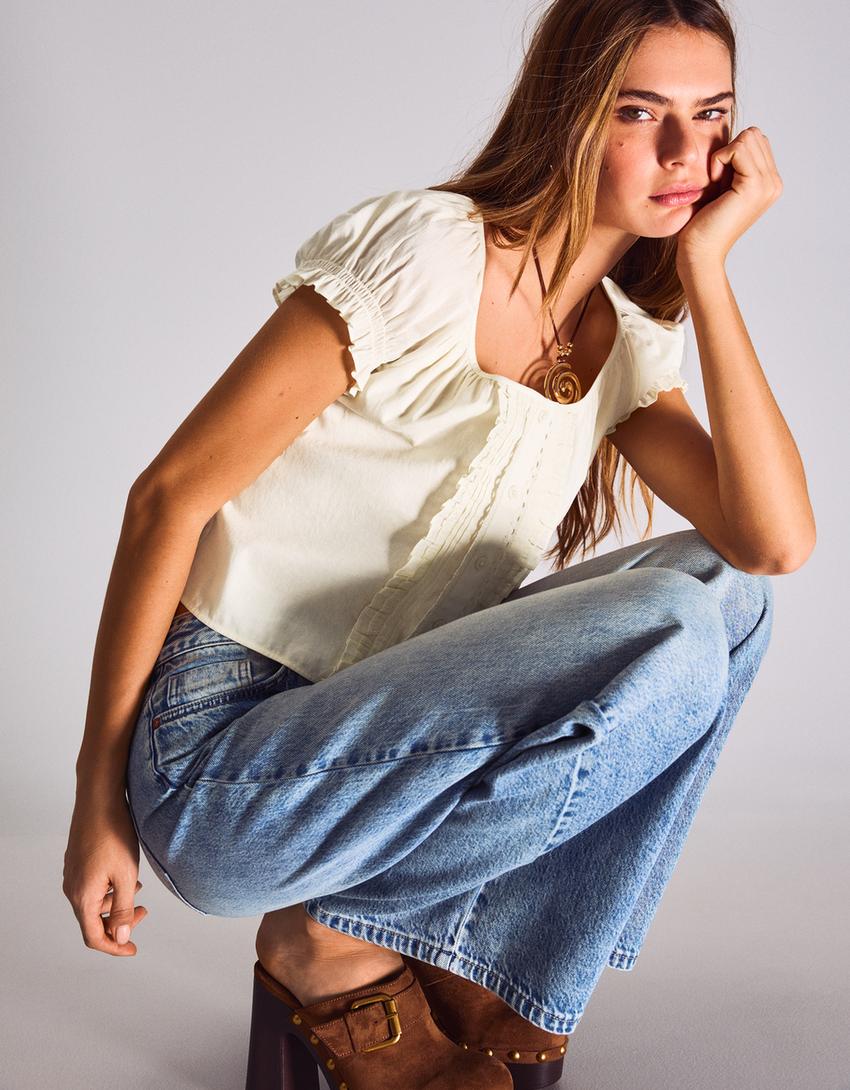 Blusa manga corta-Amarillo