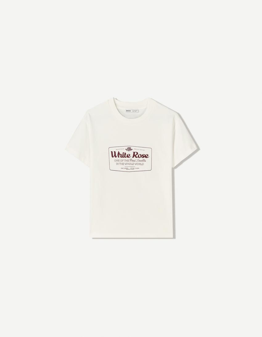 Short sleeve T-shirt with print-Off white-4