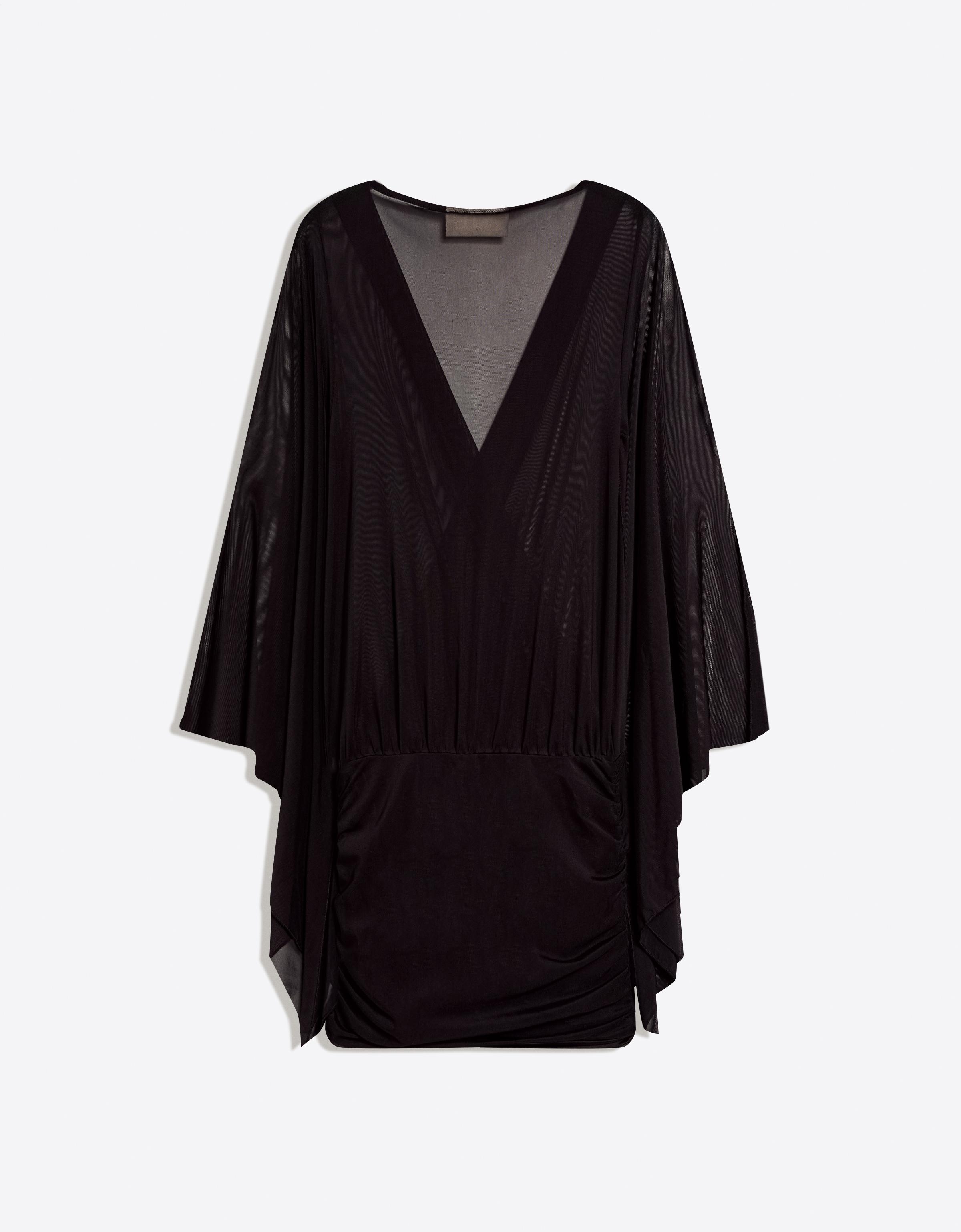 Mini cape sleeve dress — Black