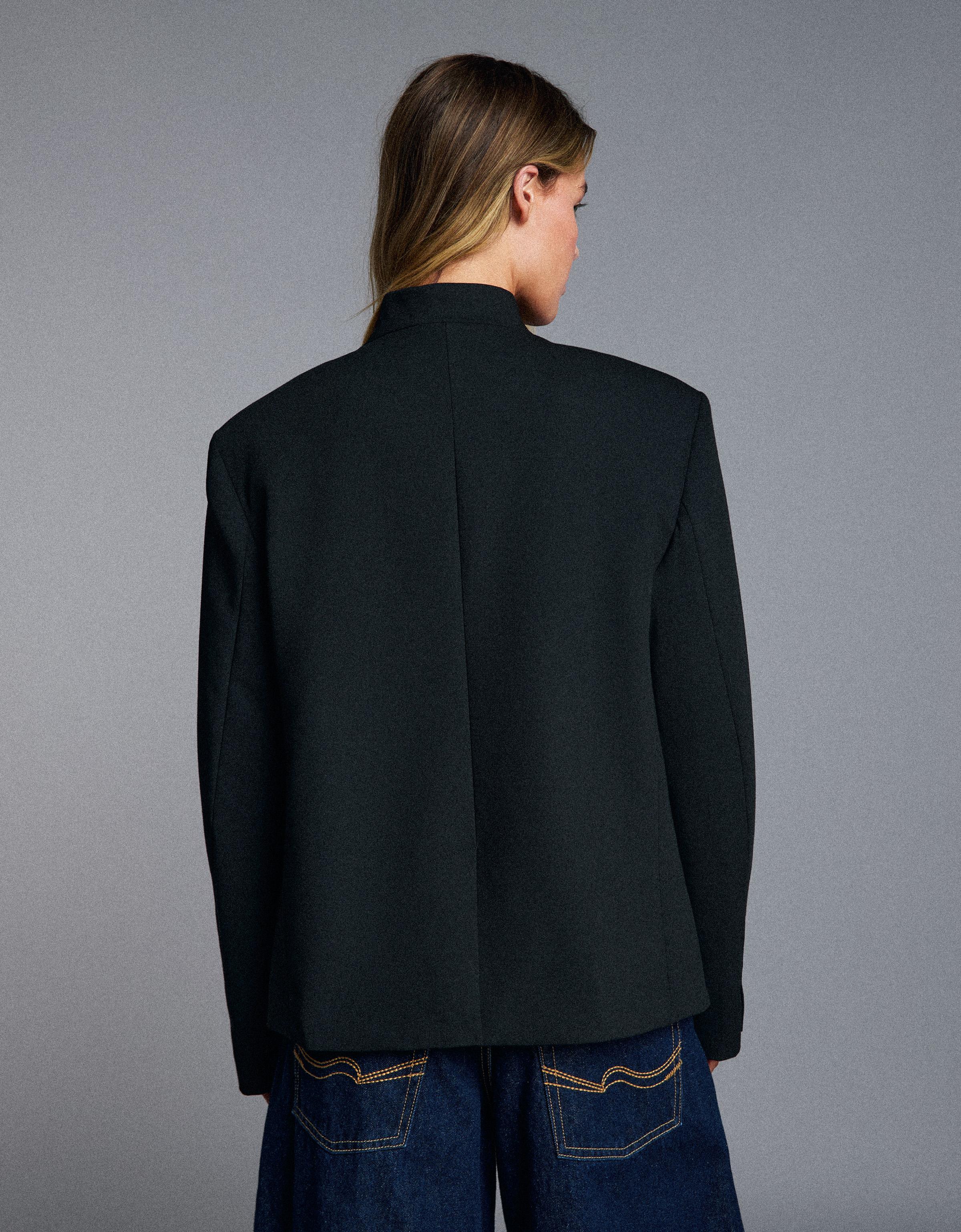 Double-breasted button-up blazer — Black